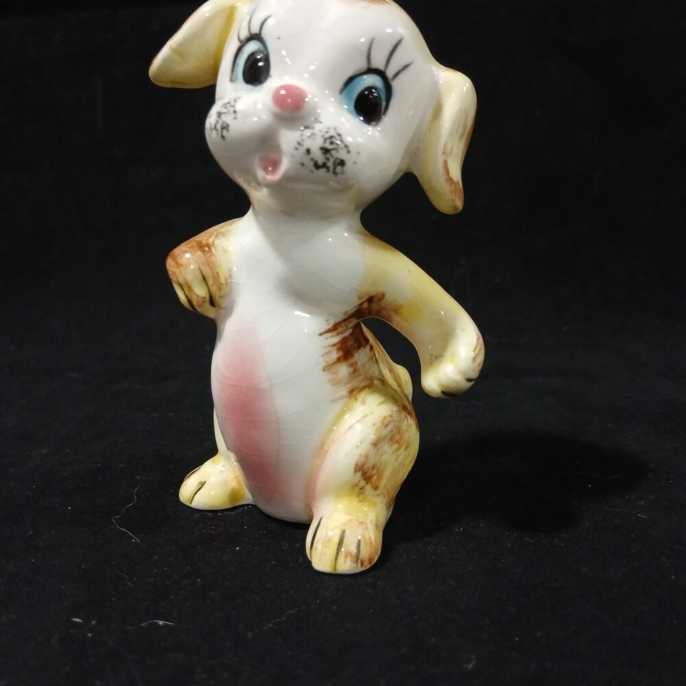 Vintage Japan Ceramic Salt Shaker Yellow And Brown Puppy Dog